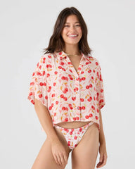 Cherry On Top Crop Button Up Shirt