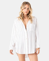 After Surf Stripe Cover Up Shirt Dress Kaftan