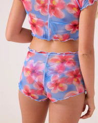 Hibiscus Daze Mesh Shortie Cheeky Bikini Bottom