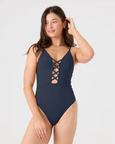 SD Beach Classics Plunge Lattice One Piece Moderate Swimsuit