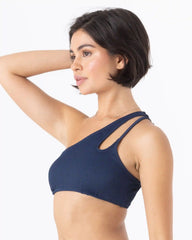 Rib Roxy Love Asymmetrical Bralette Bikini Top