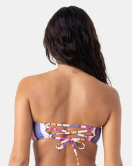 Sunset Swells Lace Up Bandeau Bikini Top