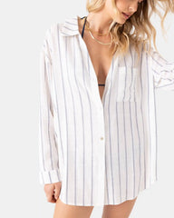 After Surf Stripe Cover Up Shirt Dress Kaftan