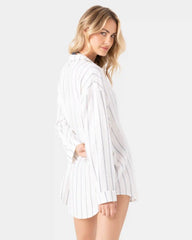 After Surf Stripe Cover Up Shirt Dress Kaftan
