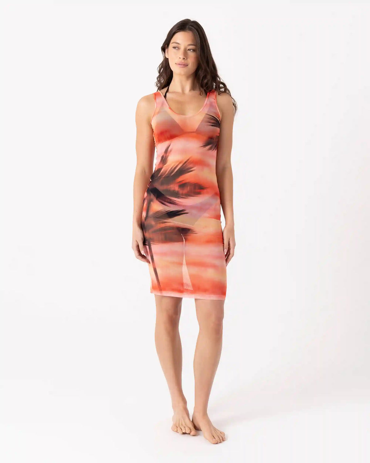 Palm Before The Storm Mesh Cover Up Dress