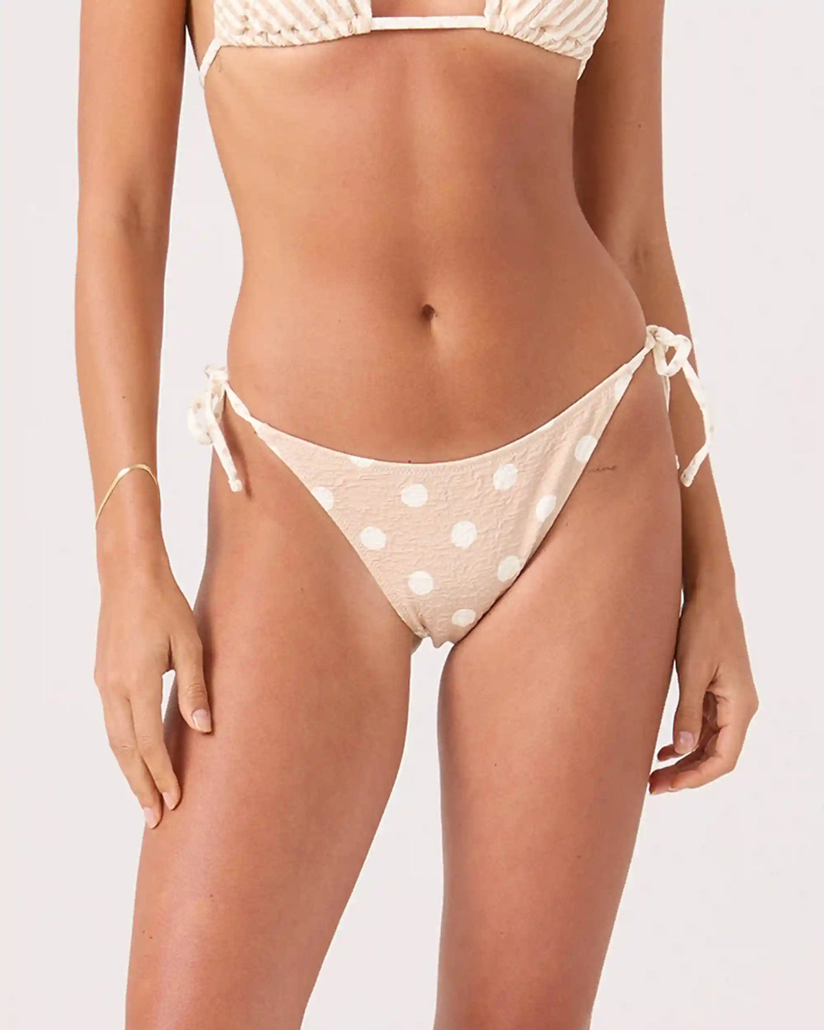 Puka Dots Tie Side Cheeky Bikini Bottom