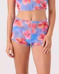 Hibiscus Daze Mesh Shortie Cheeky Bikini Bottom