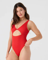 Rib Roxy Love Knot Peek A Boo One Piece Moderate Swimsuit