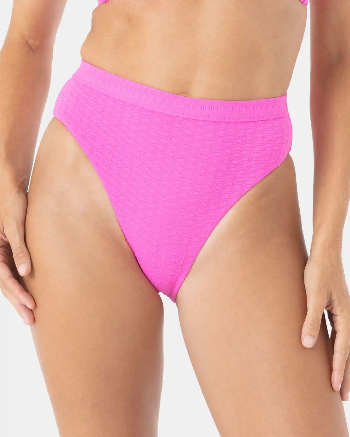 Haleiwa Banded High Waist Moderate Bikini Bottom