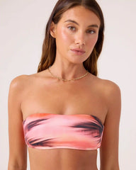 Palm Before The Storm Lace Up Bandeau Bikini Top