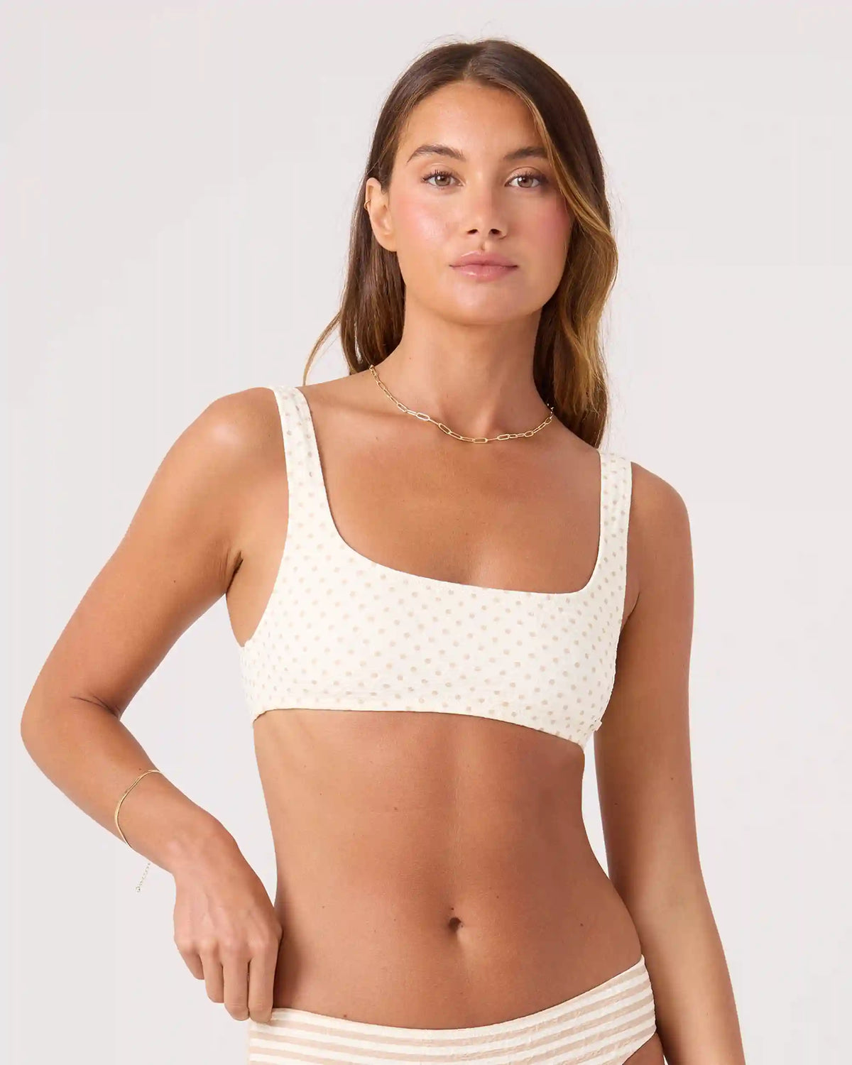 Puka Dots Square Neck Bralette Bikini Top